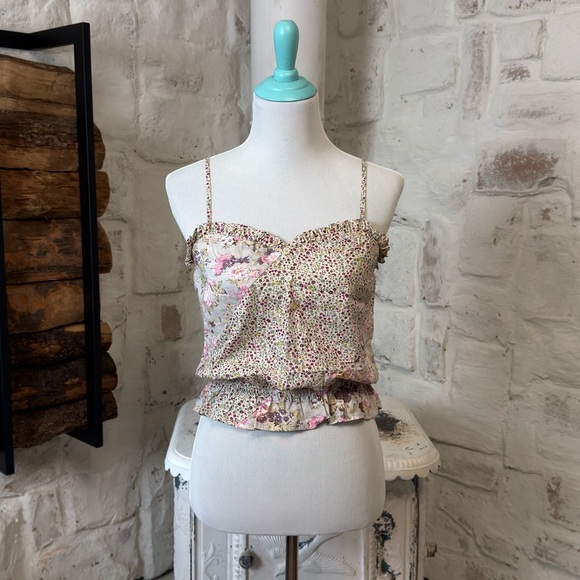 Xhilaration Floral Print Camisole with Ruffle Trim - Picture 1 of 7